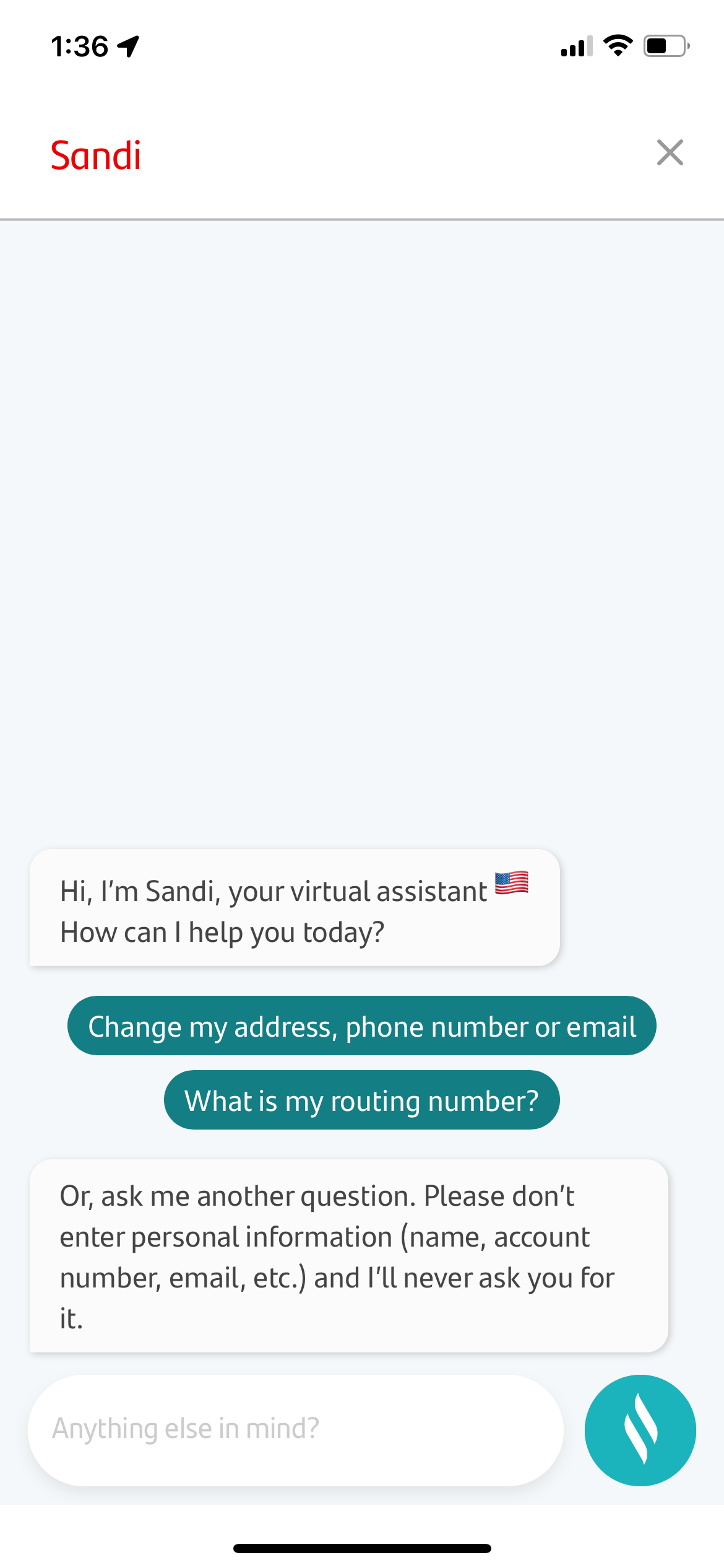 Screenshots of Sandi as deployed in production.